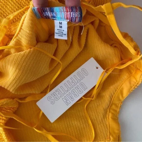 Urban Outfitters | Tyra Strappy Back Mini Dress Orange Textured Rib Knit Medium - Picture 15 of 16